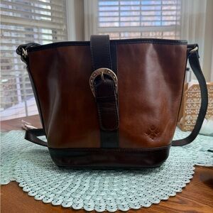 Patricia Nash Elegant Brown Leather Shoulder Bag